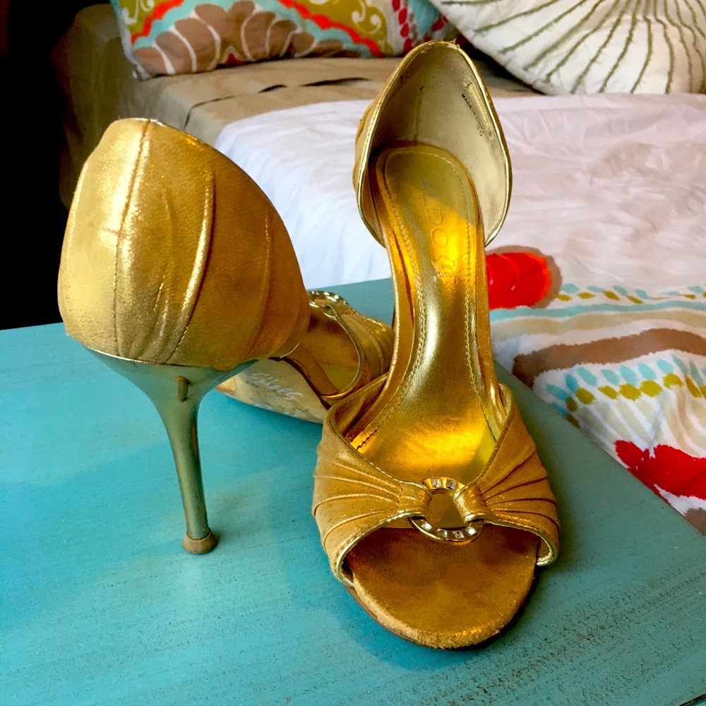 Gold Aldo Embellished Peep-toe Heels